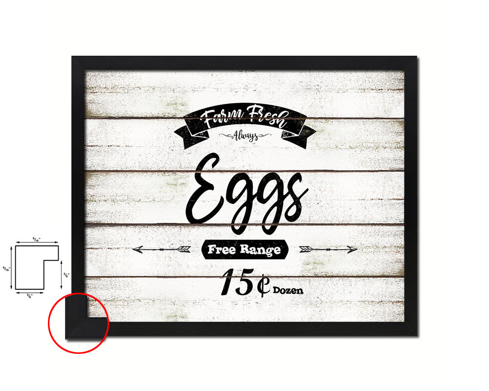 Farm Fresh Eggs Vintage Sign Fine Art Paper Prints Wood Frame Wall Art Decor Gifts