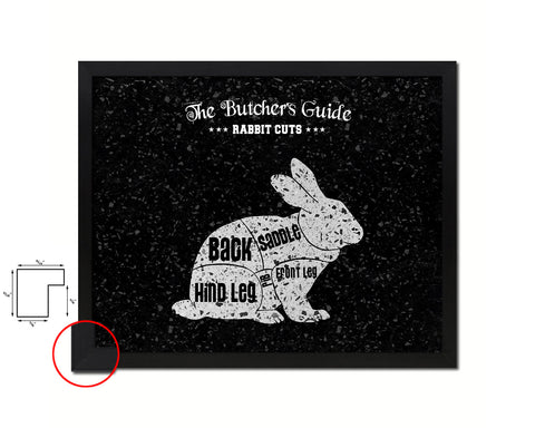 Rabbit  Meat Cuts Butchers Chart Wood Framed Paper Print Home Decor Wall Art Gifts