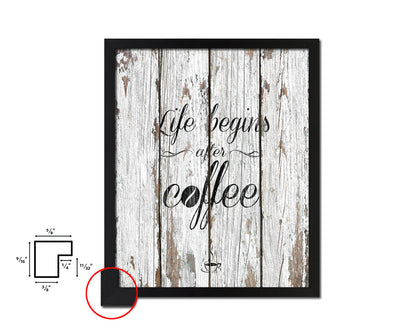 Life begins after coffee Quote Framed Artwork Print Wall Decor Art Gifts