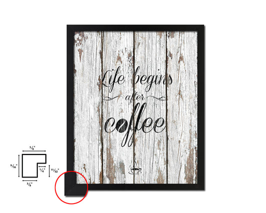 Life begins after coffee Quote Framed Artwork Print Wall Decor Art Gifts
