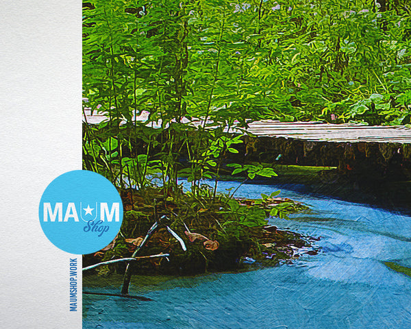 Croatia Europe Plitvice Lakes National Park Wooden Path Landscape Painting Print Art Frame