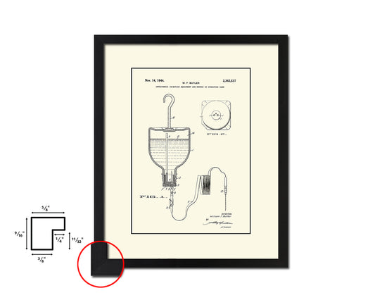 Tools Intravenous Injection Doctor Vintage Patent Artwork Black Frame Print Gifts