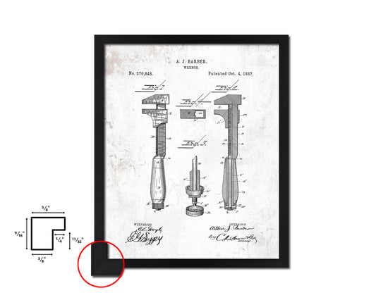 Wrench Tools Vintage Patent Artwork Black Frame Print Gifts