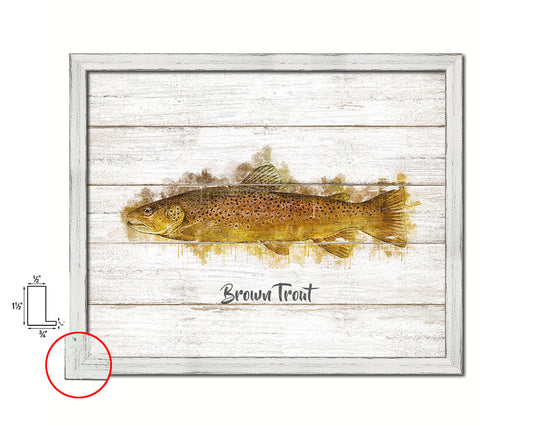 Brown Trout Fish Framed Prints Modern Restaurant Sushi Bar Watercolor Wall Art Decor