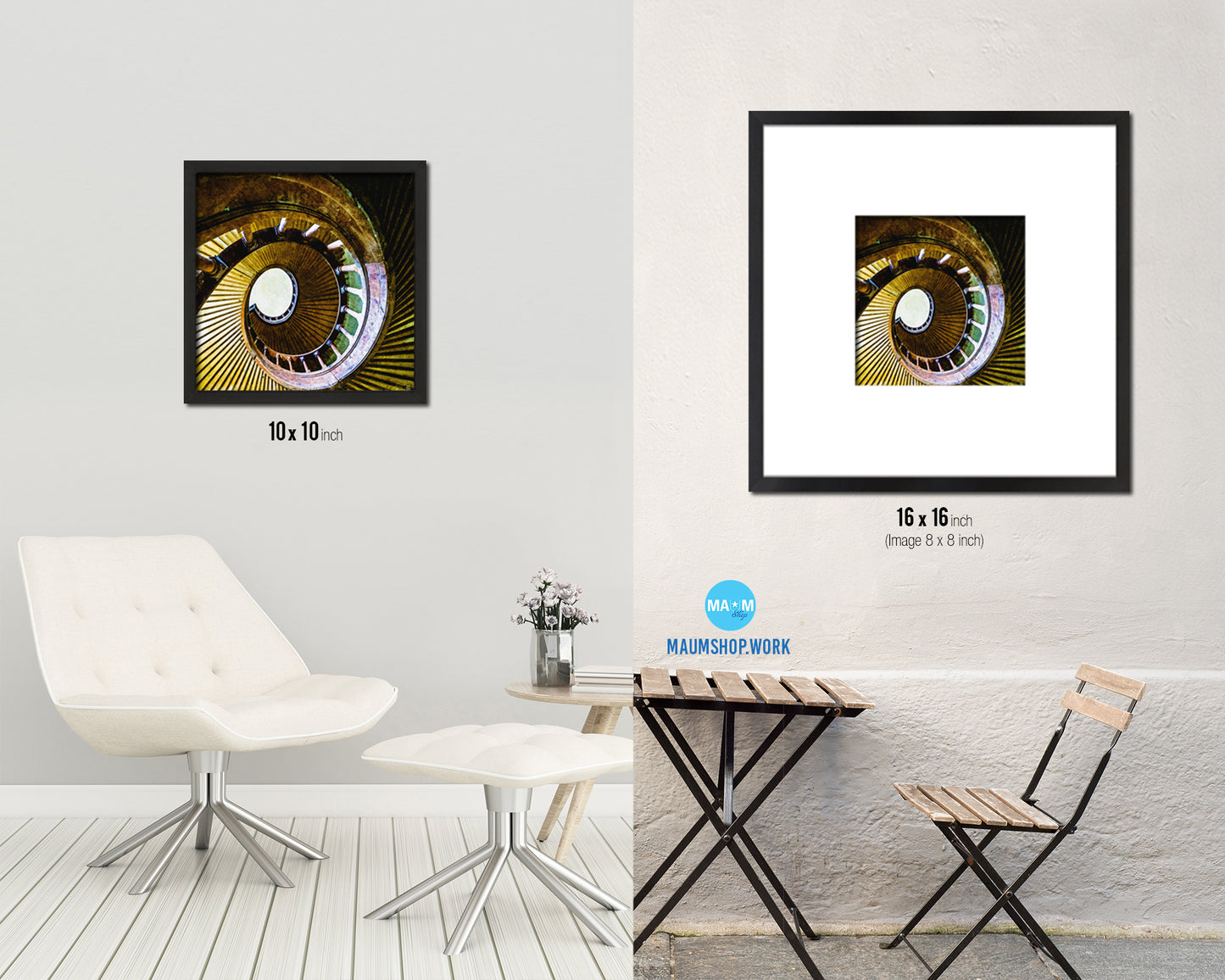 Rustic Wooden Vintage Spiral Staircase Wood Framed Print Interior Wall Decor Art Gifts