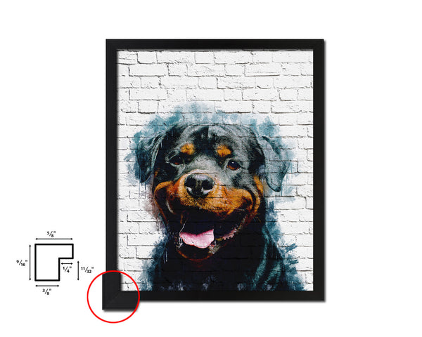 Rottweiler Dog Puppy Portrait Framed Print Pet Watercolor Wall Decor Art Gifts