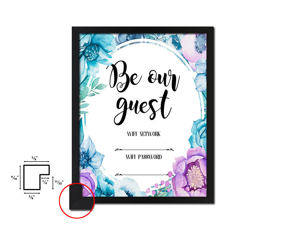 Be our guest Wifi network password Quote Boho Flower Framed Print Wall Decor Art