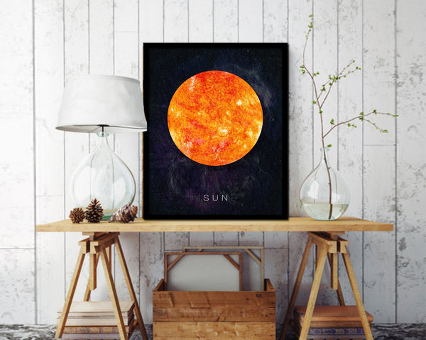 Sun Planet Prints Watercolor Solar System Framed Print Home Decor Wall Art Gifts
