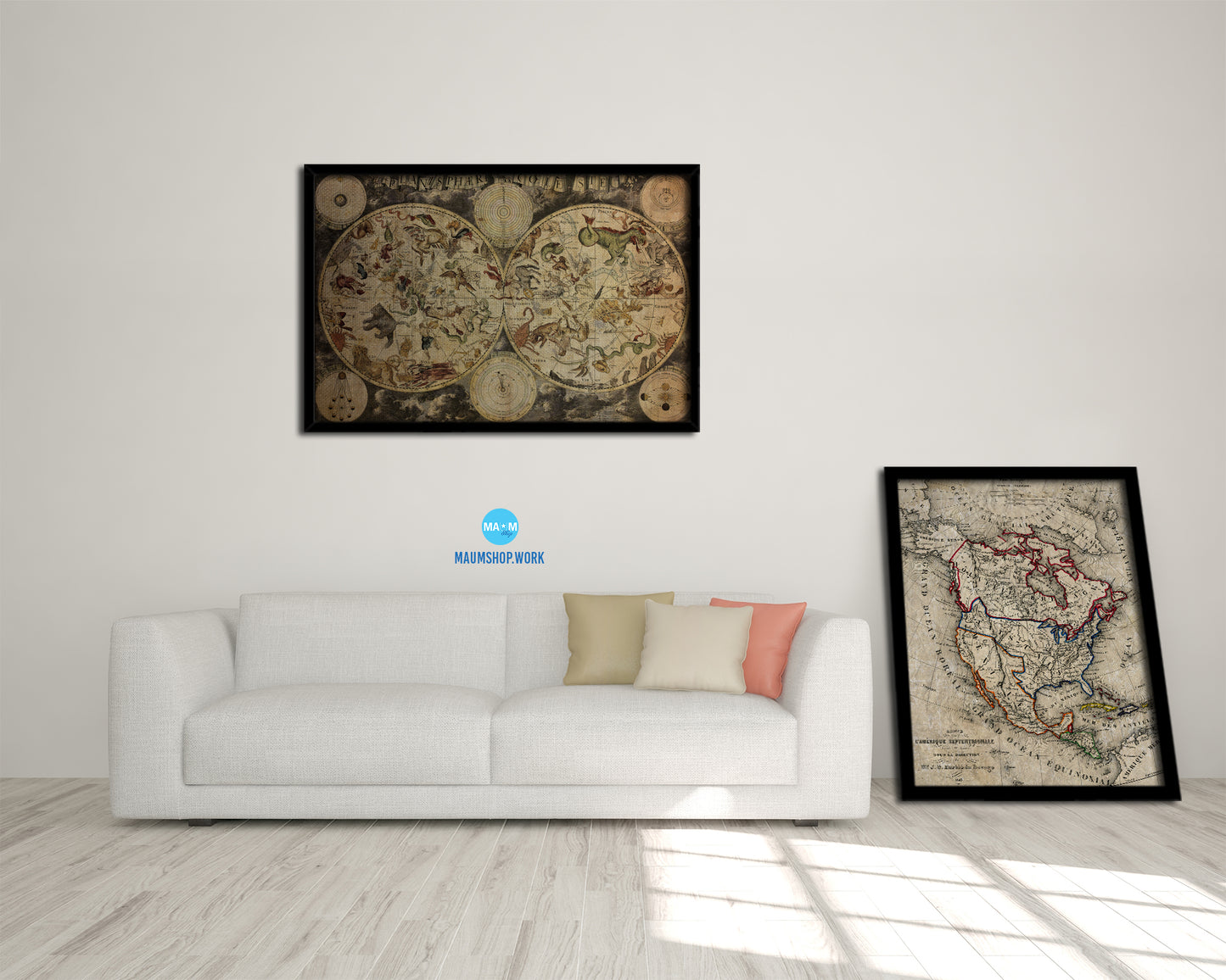 World Vintage Map Framed Print Art Wall Decor Gifts