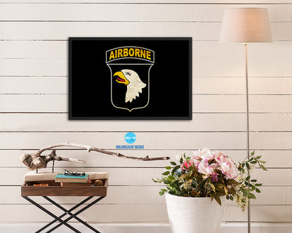 US Army 101st Airborne Vintage Military Flag Framed Print Sign Decor Wall Art Gifts