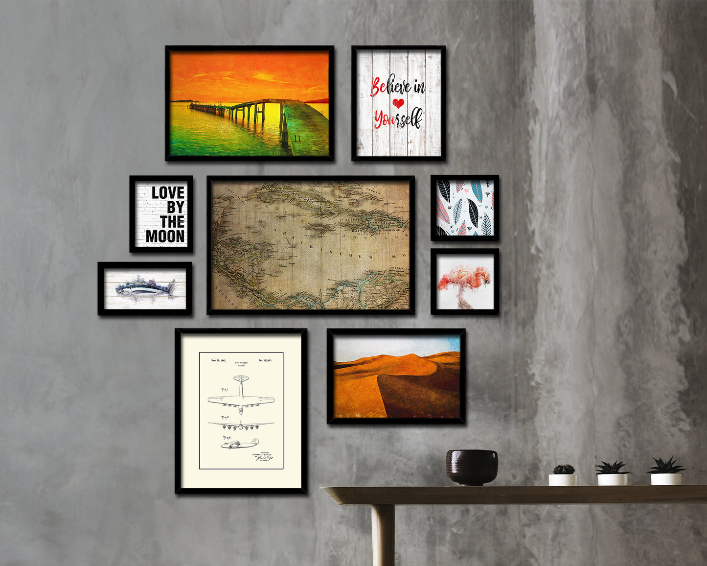 Caribbean Cuba Jamaica Styler 1875 Vintage Map Framed Print Art Wall Decor Gifts