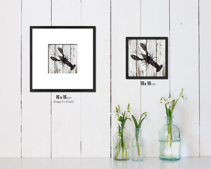 Lobster Nautical Wood Framed Gifts Ocean Beach Fishing Home Decor Wall Art Prints
