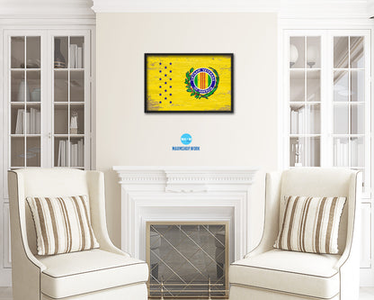 Vietnam War American Veterans Shabby Chic Military Flag Framed Print Decor Wall Art Gifts