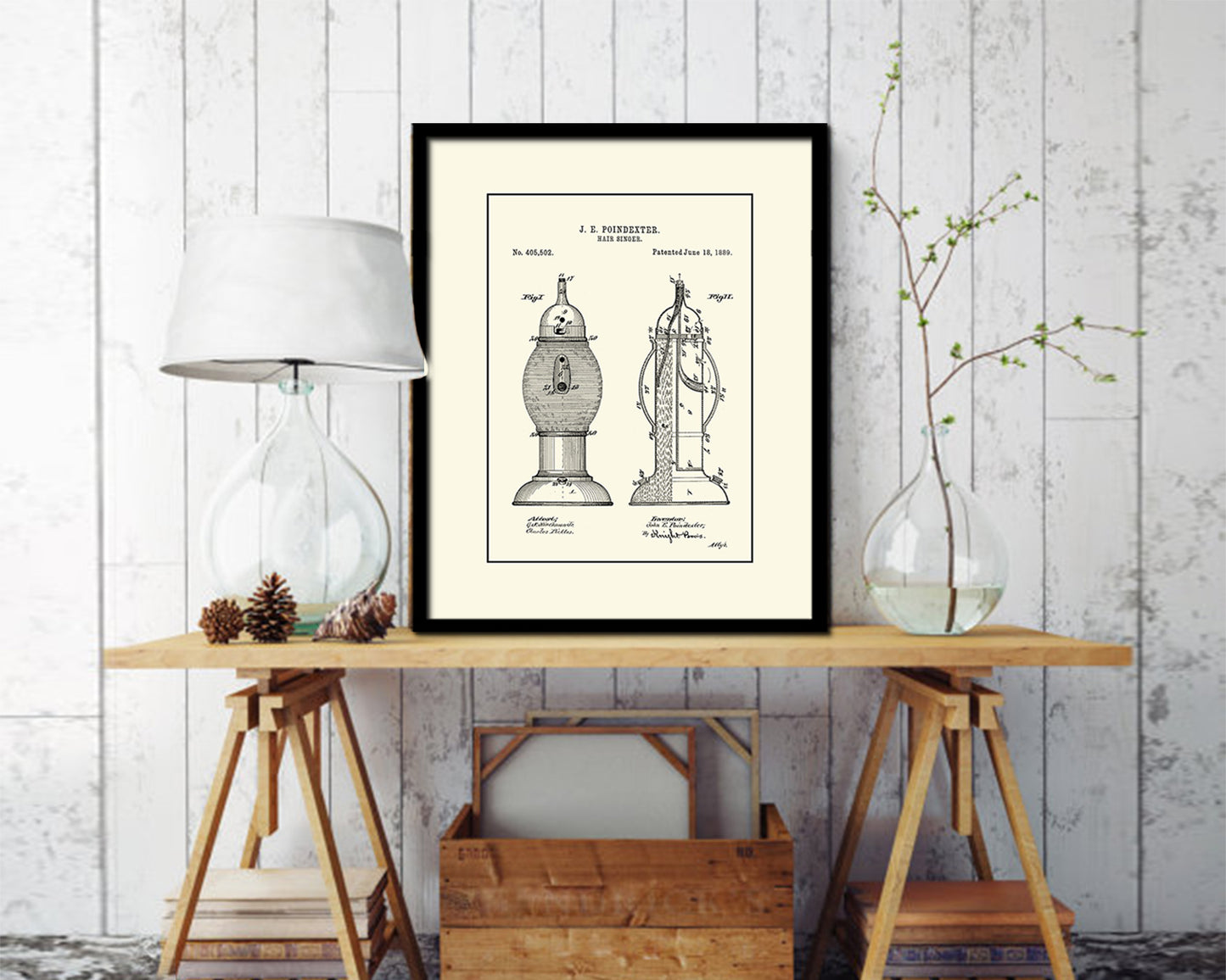 Sanitizer Barbershop Vintage Patent Artwork Black Frame Print Wall Art Decor Gifts