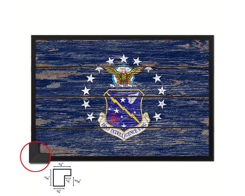 181st Intelligence Wing Vintage Emblem Flag Wood Frame Paper Print Wall Art Decor Gifts