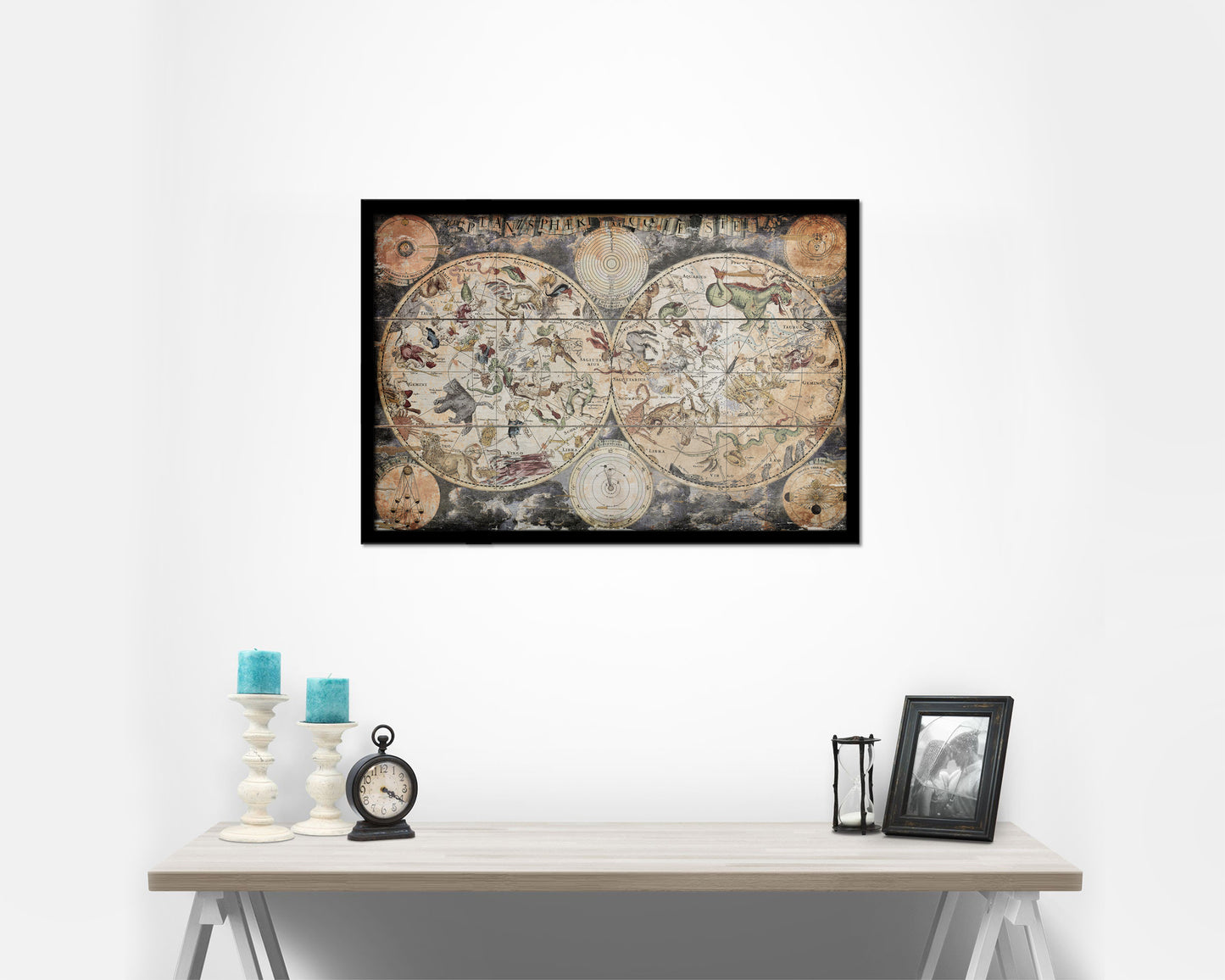 World Antique Map Framed Print Art Wall Decor Gifts