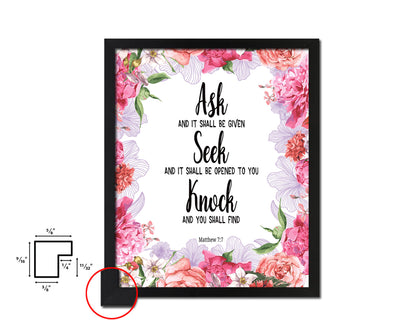 Seek and You Shall Find, Matthew 7:7 Quote Framed Print Home Decor Wall Art Gifts