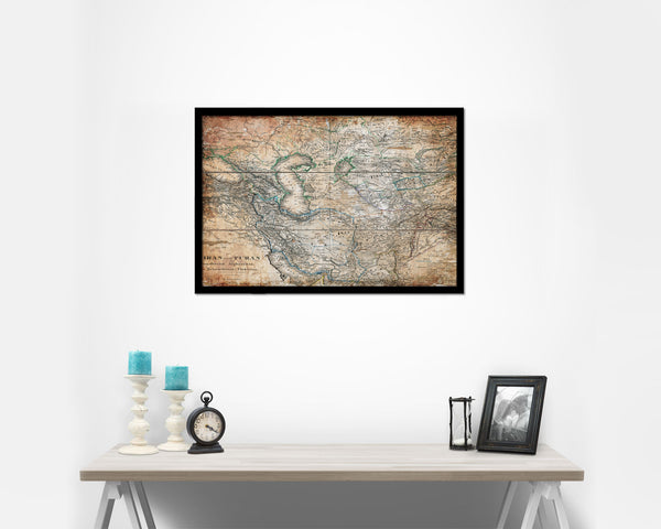Middle East Iran Iraq Antique Map Framed Print Art Wall Decor Gifts