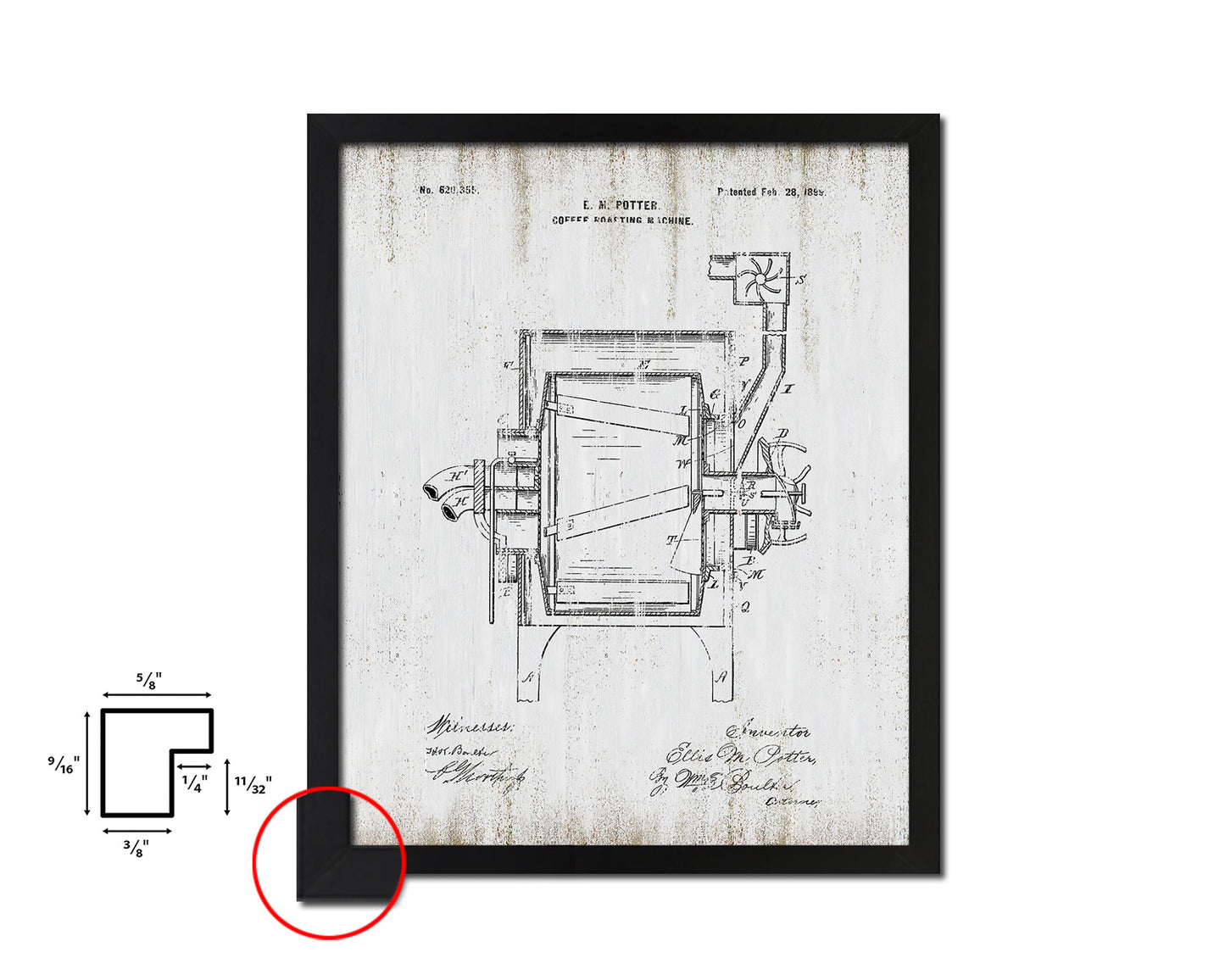 Roasting Machine Coffee Vintage Patent Artwork Black Frame Print Wall Art Decor Gifts