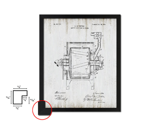 Roasting Machine Coffee Vintage Patent Artwork Black Frame Print Wall Art Decor Gifts