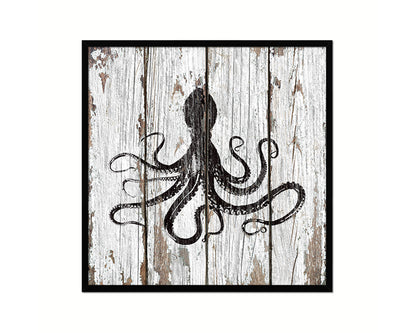 Octopus Nautical Wood Framed Gifts Ocean Beach Fishing Home Decor Wall Art Prints