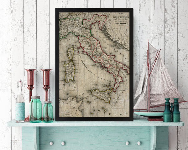 Italy Historical Map Wood Framed Print Art Wall Decor Gifts