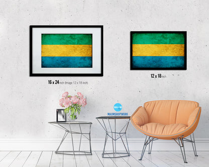 Gabon Country Vintage Flag Wood Framed Print Wall Art Decor Gifts