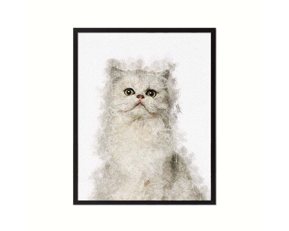 Persian Cat Kitten Portrait Framed Print Pet Home Decor Custom Watercolor Wall Art Gifts