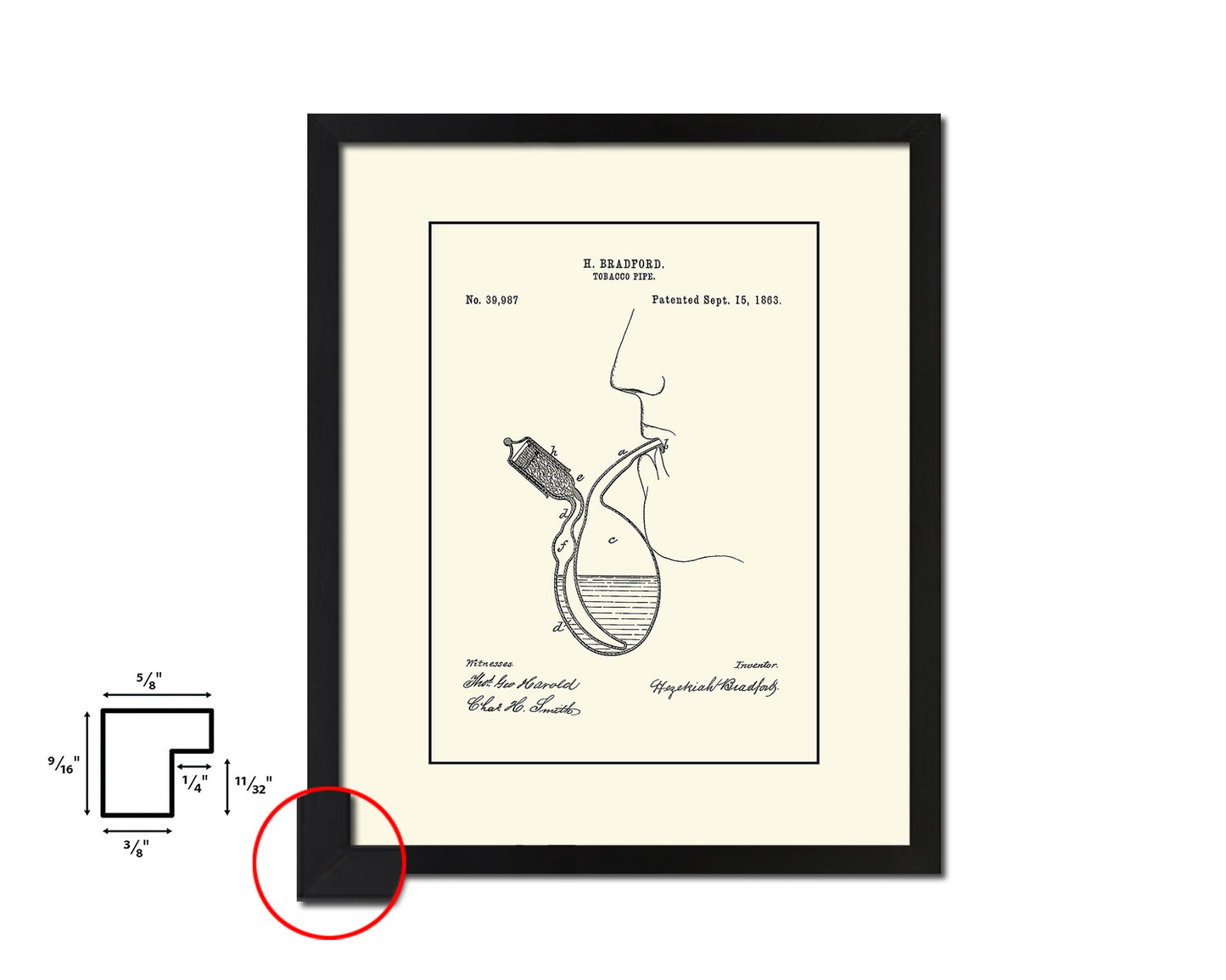 Pipe Tobacco Vintage Patent Artwork Black Frame Print Wall Art Decor Gifts