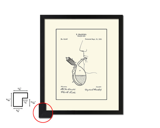 Pipe Tobacco Vintage Patent Artwork Black Frame Print Wall Art Decor Gifts