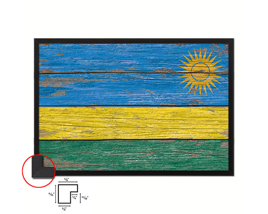 Rwanda Country Wood Rustic National Flag Wood Framed Print Wall Art Decor Gifts