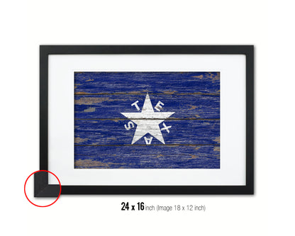 Texas History Lorenzo De Zavala Wood Rustic Flag Wood Framed Print Wall Art Decor Gifts