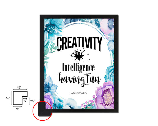 Creativity is intelligence having fun Quote Boho Flower Framed Print Wall Decor Art