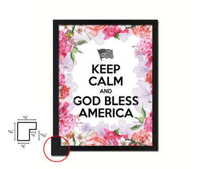 Keep calm and God bless America Quote Framed Print Home Decor Wall Art Gifts