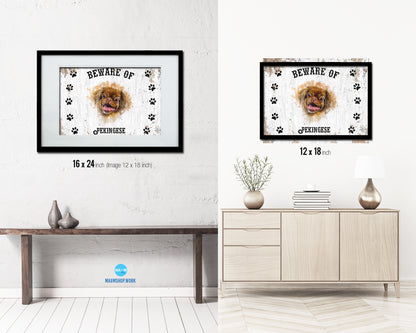 Beware of Maltese Sign Wood Framed Print Wall Art Decor Gifts