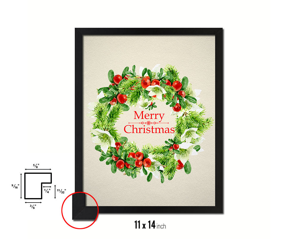 Christmas Wreath Holiday Season Gifts Wood Framed Print Home Decor Wall Art