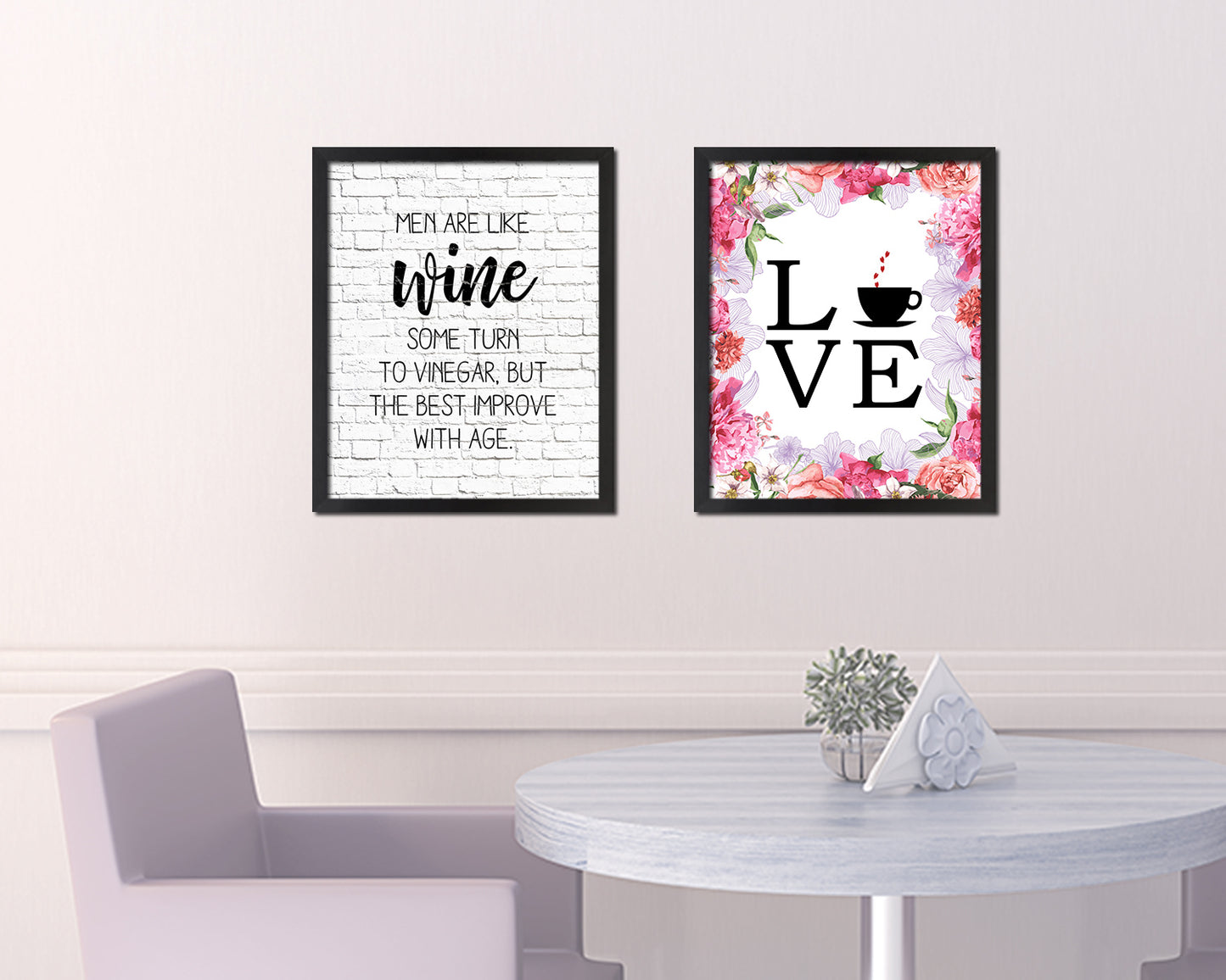 Men are like wine some turn to vinegar Words Wood Framed Print Wall Decor Art Gifts