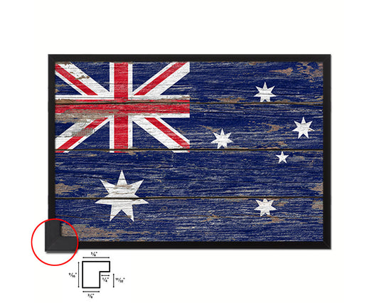 Australia Country Wood Rustic National Flag Wood Framed Print Wall Art Decor Gifts