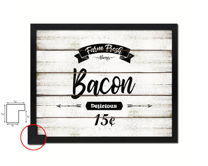 Farm Fresh Bacon Vintage Sign Fine Art Paper Prints Wood Frame Wall Art Decor Gifts