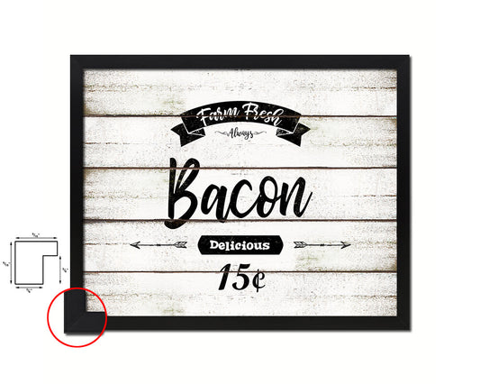 Farm Fresh Bacon Vintage Sign Fine Art Paper Prints Wood Frame Wall Art Decor Gifts