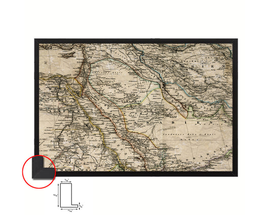 Saudi Arabia Iraq Middle East 1875 Historical Map Framed Print Art Wall Decor Gifts