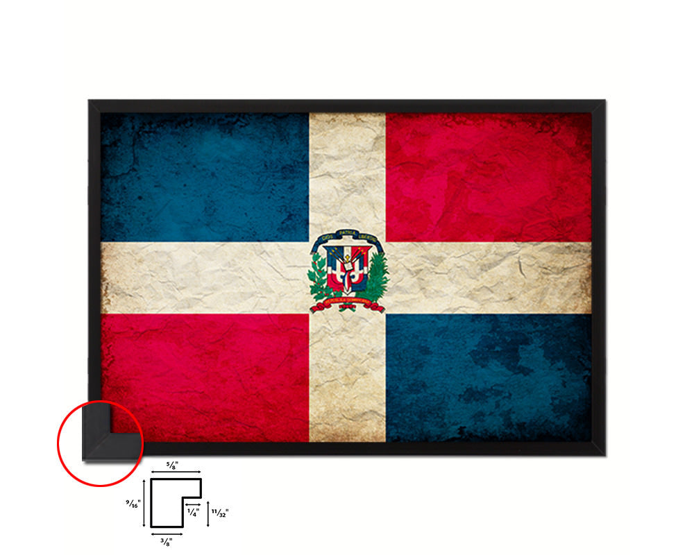 Dominican Republic Country Vintage Flag Wood Framed Print Wall Art Decor Gifts