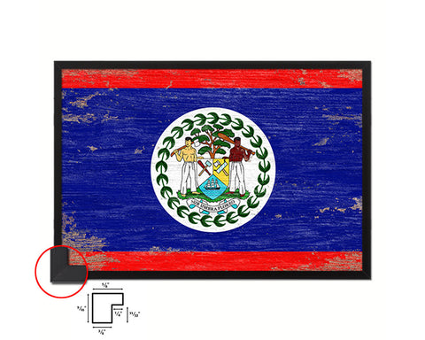Belize Shabby Chic Country Flag Wood Framed Print Wall Art Decor Gifts