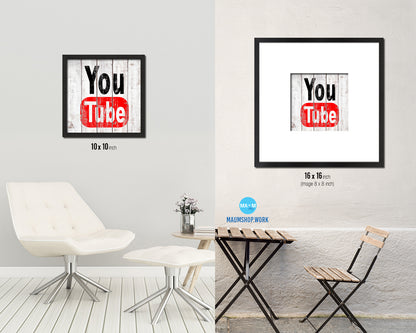 Youtube Social Media Symbol Icons logo Framed Print Shabby Chic Home Decor Wall Art Gifts