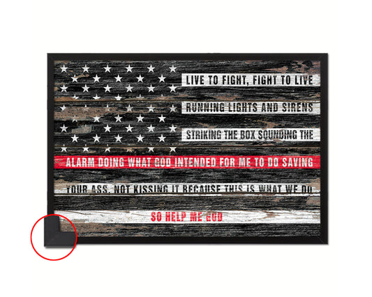 Thin Red Line Honoring Law Enforcement, Powercall Sirens Wood Rustic Flag Art