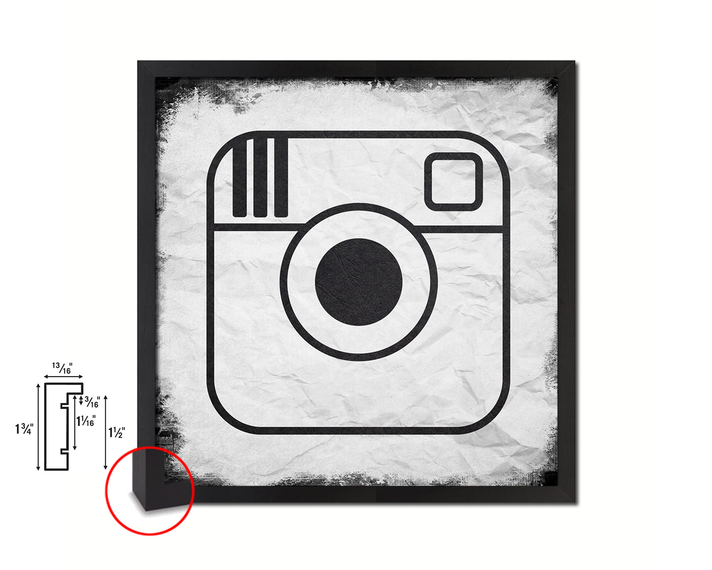 Instagram Social Media Symbol Icons logo Wood Framed Print Home Decor Wall Art Gifts