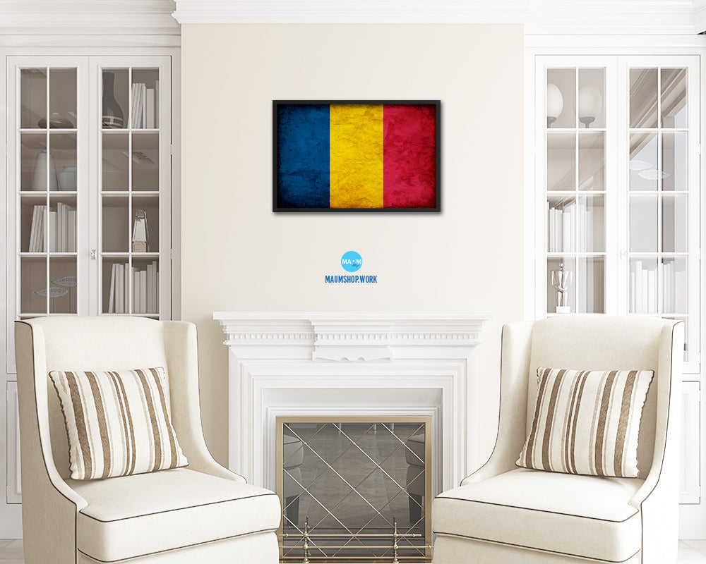 Chad Country Vintage Flag Wood Framed Print Wall Art Decor Gifts