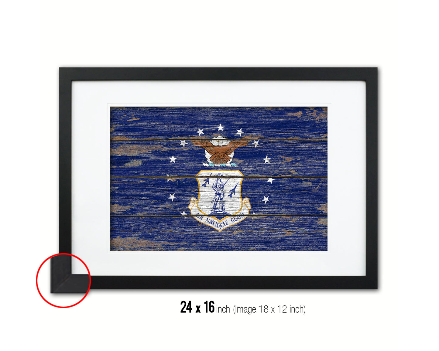 US Air National Guard Wood Rustic Flag Wood Framed Print Wall Art Decor Gifts