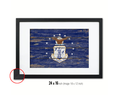 US Air National Guard Wood Rustic Flag Wood Framed Print Wall Art Decor Gifts