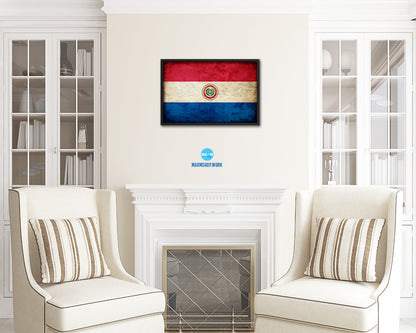 Paraguay Country Vintage Flag Wood Framed Print Wall Art Decor Gifts